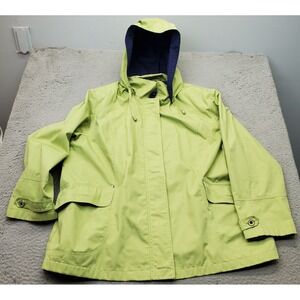 Mackintosh New England Jacket Women 2X Green Long Sleeve Hood Drawstring Full Up